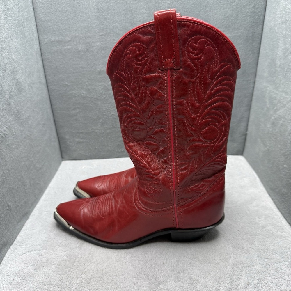 Vintage ACME 10669 Red Leather Cowboy Boots Women's 6.5 M Western USA
